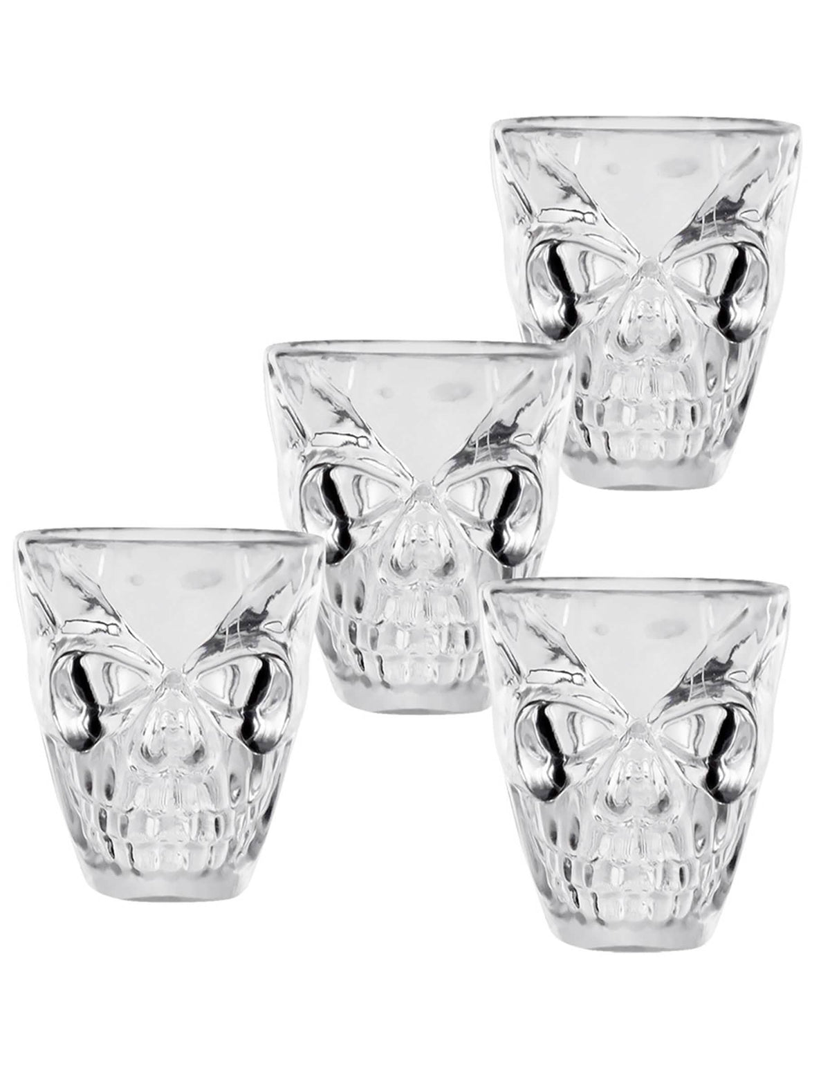 4 verres à shot tête de mort transparents