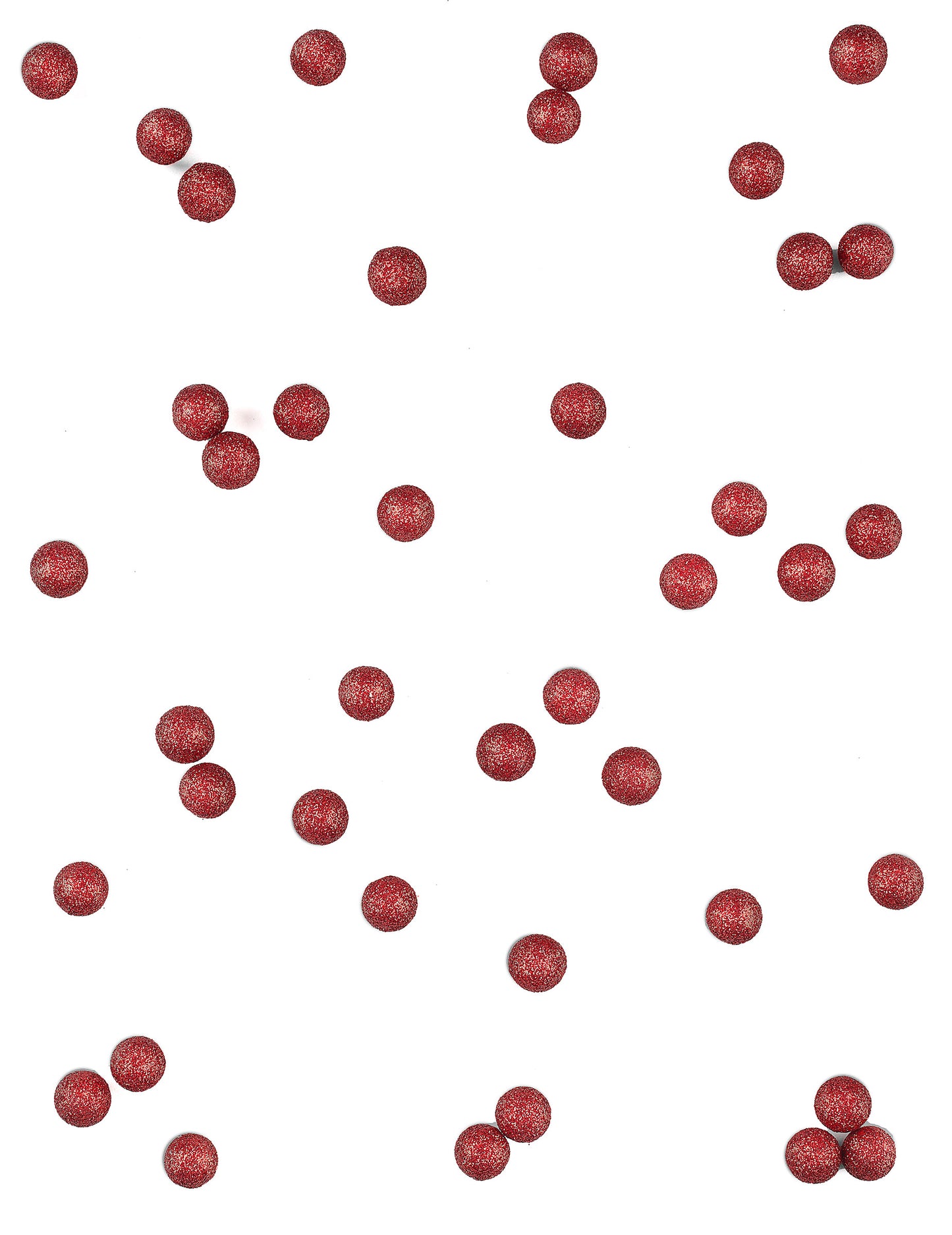 Vue d'ensemble du lot de boules de décoration pailletées pour fête rouge en mousse
