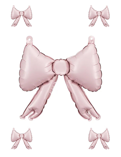 5 ballons en aluminium nœuds pour décoration roses pastel