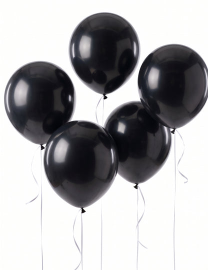 5 bile uriașe din latex negru 47 cm