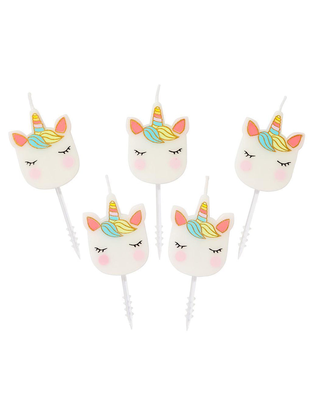 5 lumânări de aniversare cu cap de unicorn 
