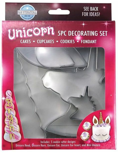 5 forme de tort unicorni, set urechi și corn