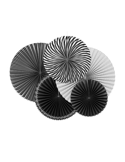 5 rozete de hârtie alb-negru, numerele 25, 32 și 40 cm pentru decorare