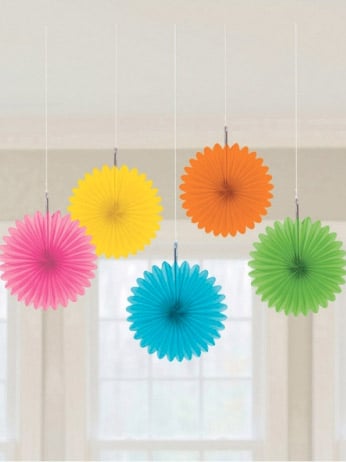 Mini rosaces multicolores pour décoration lot de 5 à suspendre