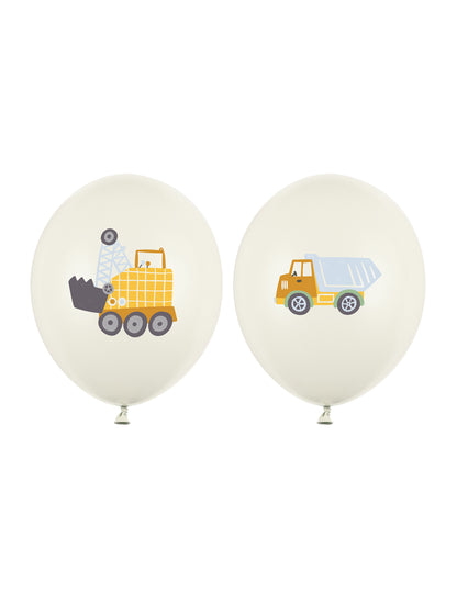 50 de baloane din latex cu vehicule de construcție 30 cm