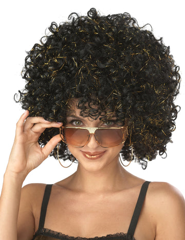 Peruca disco de discotecă neagră și adultă