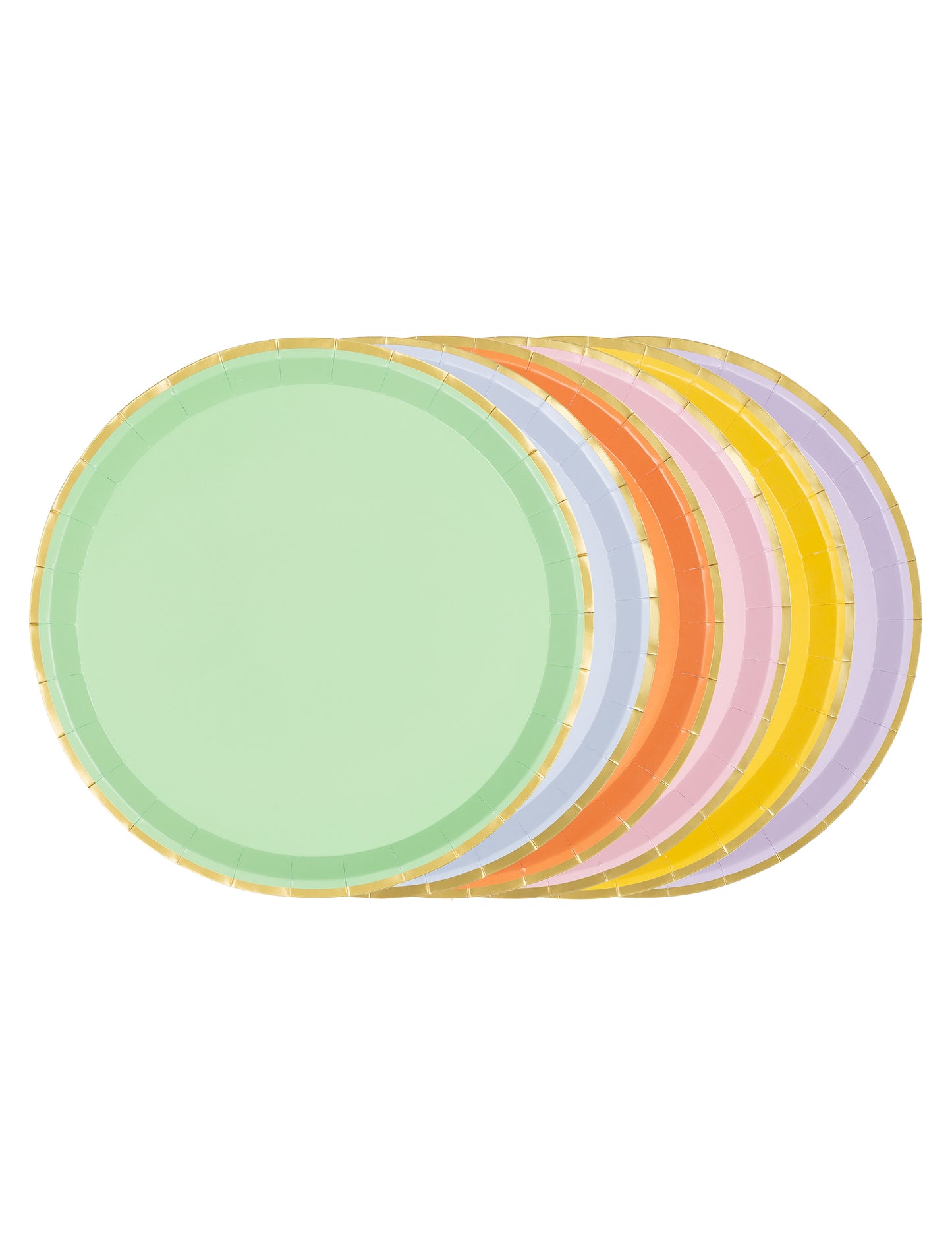 6 Assiettes en carton pastel à bord doré 21 cm