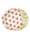 6 Assiettes en carton fruits pastèque, citron, ananas 20,5 cm
