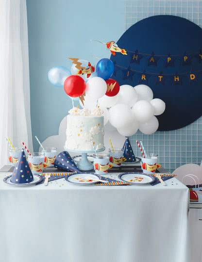 6 plăcuțe mici pentru avion 18 cm carton albastru