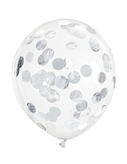 Ballons transparents confettis argentés pour fête transparent et argenté