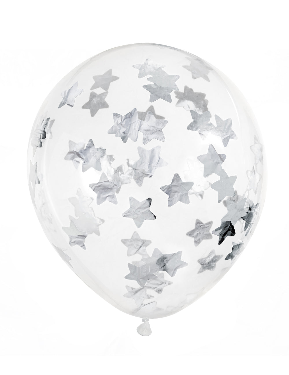 Ballons transparents confettis étoiles pour fête argentés