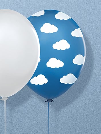 6 baloane de latex albastru Nor albi 30 cm