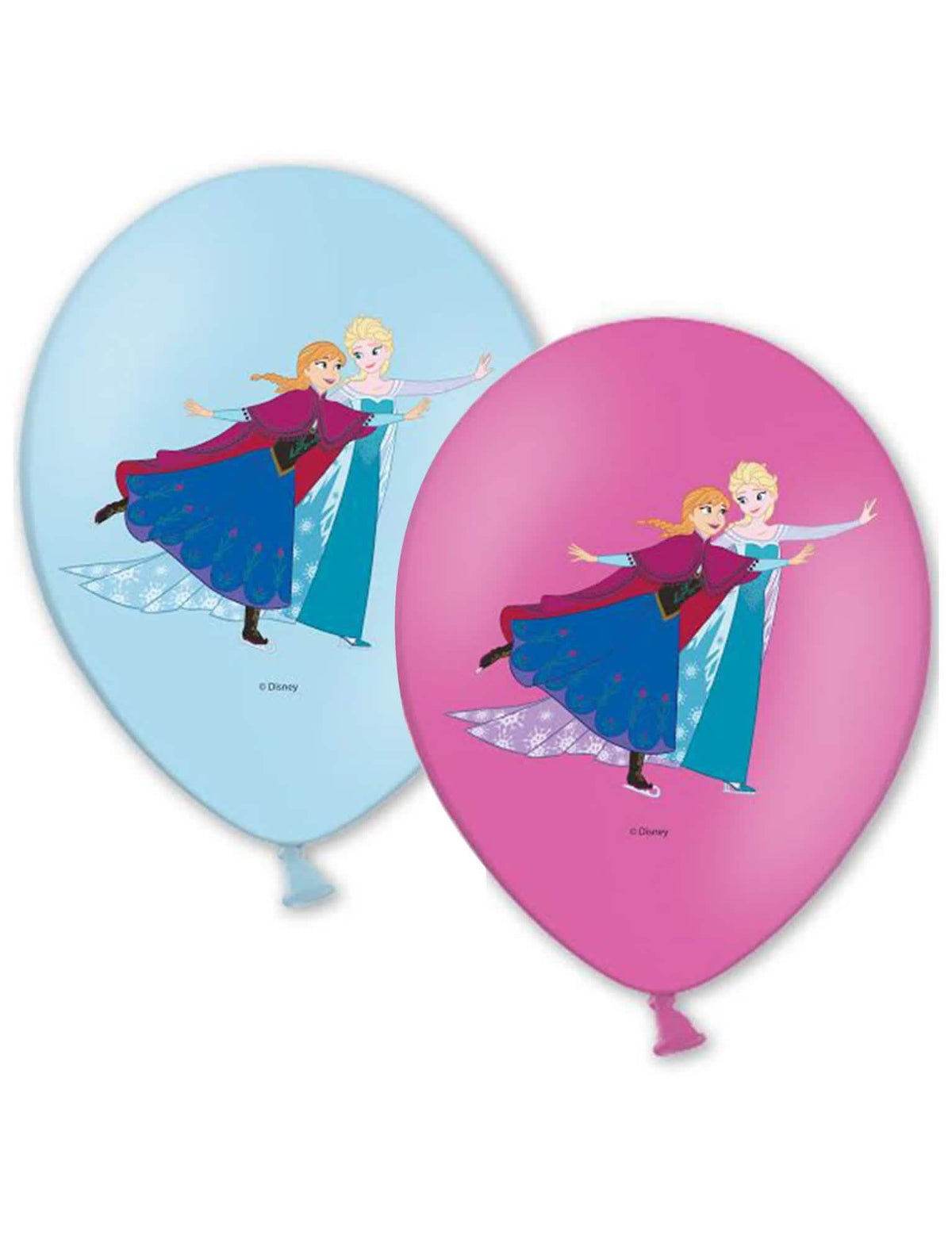 Ballons de baudruche La Reine des Neiges pour enfant bleus et roses