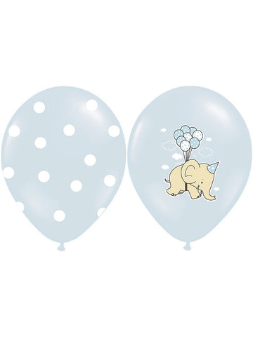 6 baloane din latex cu elefanți albaștri 30 cm biodegradabile 