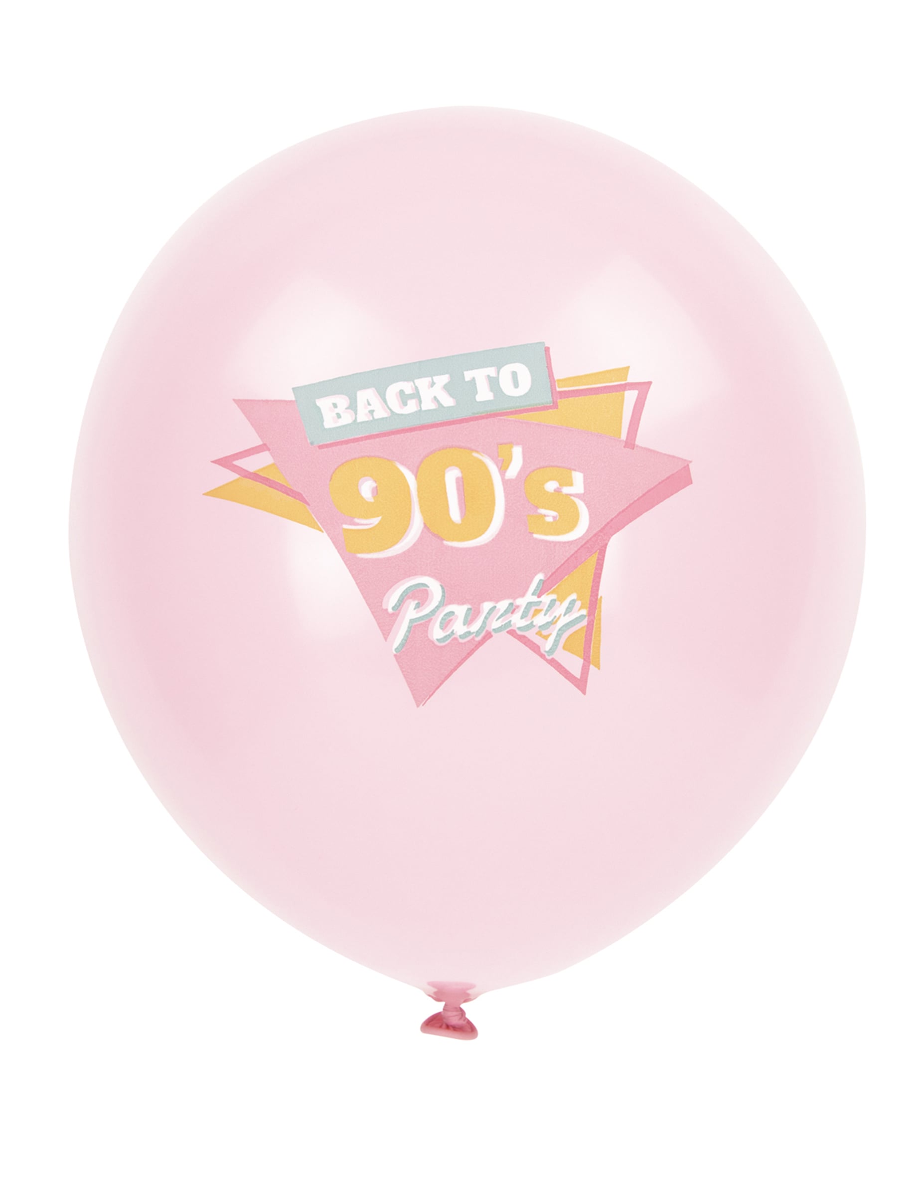 Détail de l'imprimé Back to 90's sur le ballon rose des 6 ballons en latex années 90