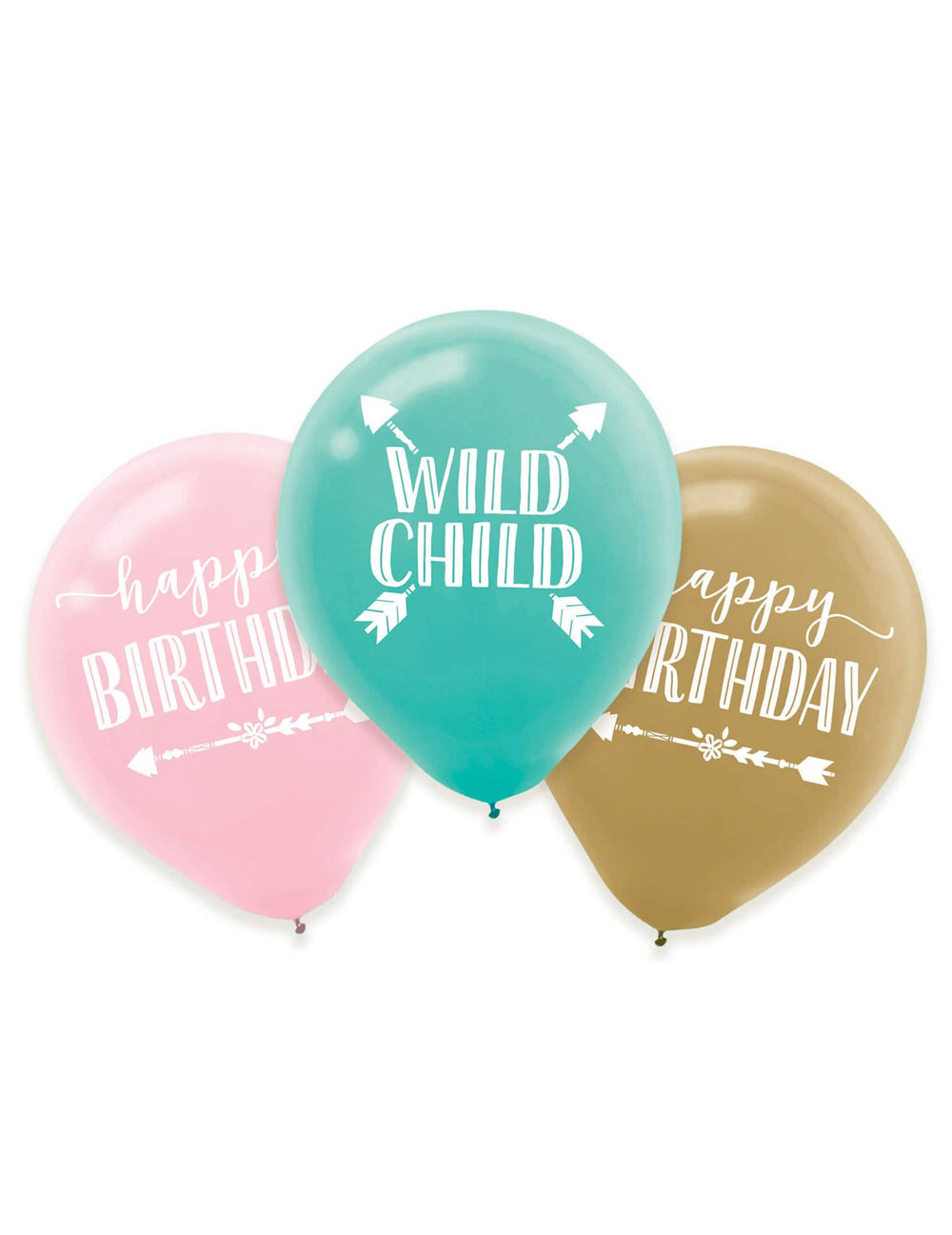 Baloane din latex pentru aniversare boho pentru copil roz turcoaz și auriu happy birthday