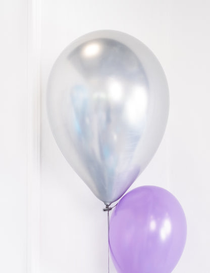 6 baloane din latex din argint satinat 28 cm
