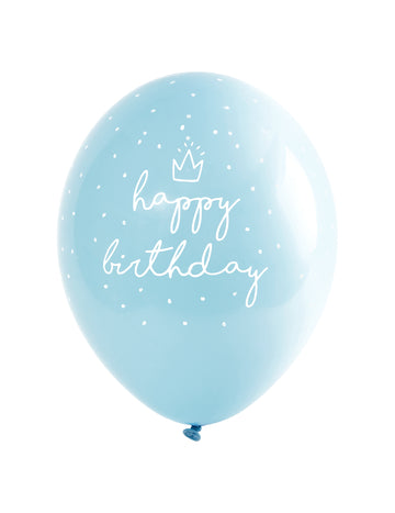 6 baloane albastre din latex cu mesajul „La mulți ani, 30 de ani” cm cu buline albe