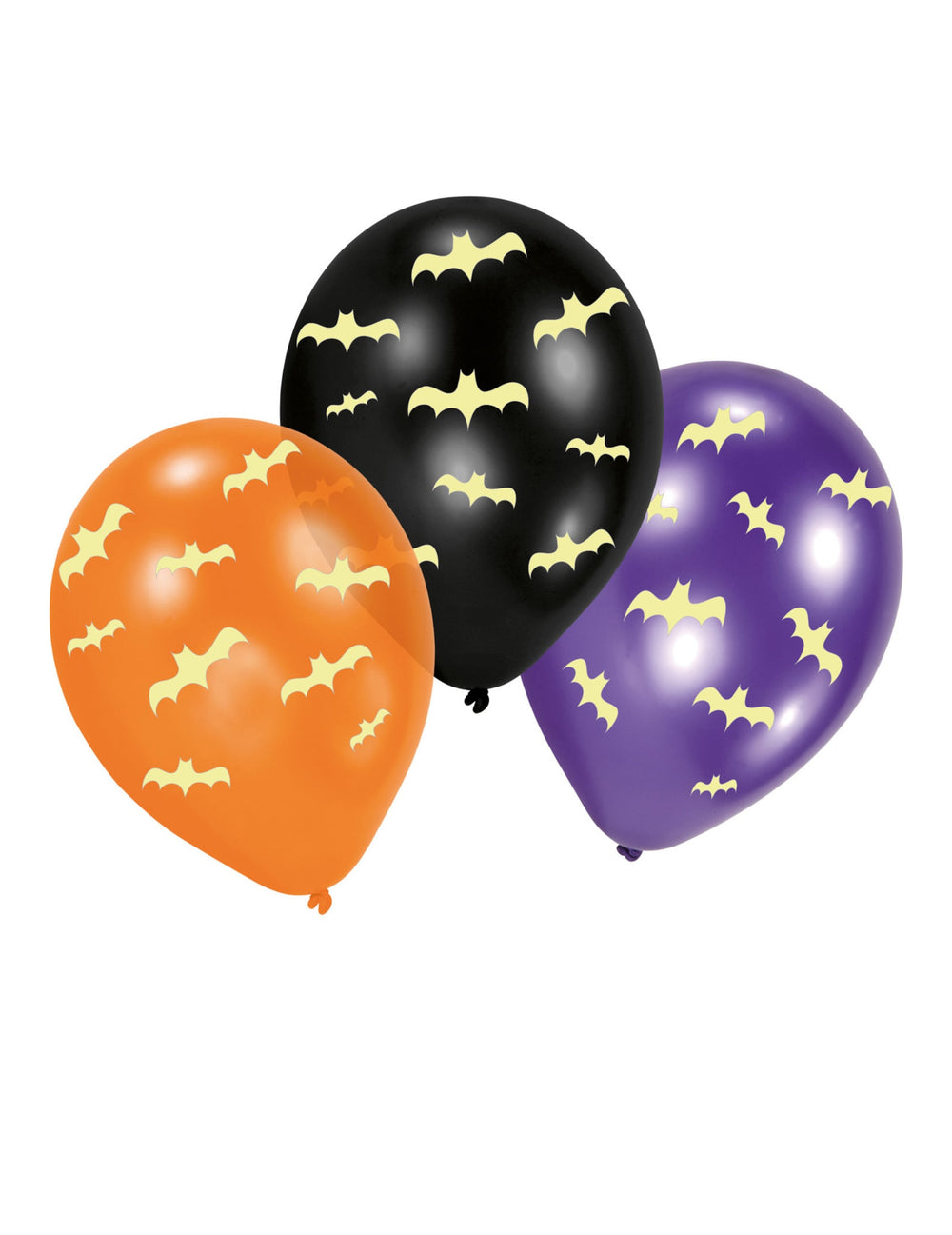 Ballons en latex chauve-souris phosphorescentes orange noir et violet