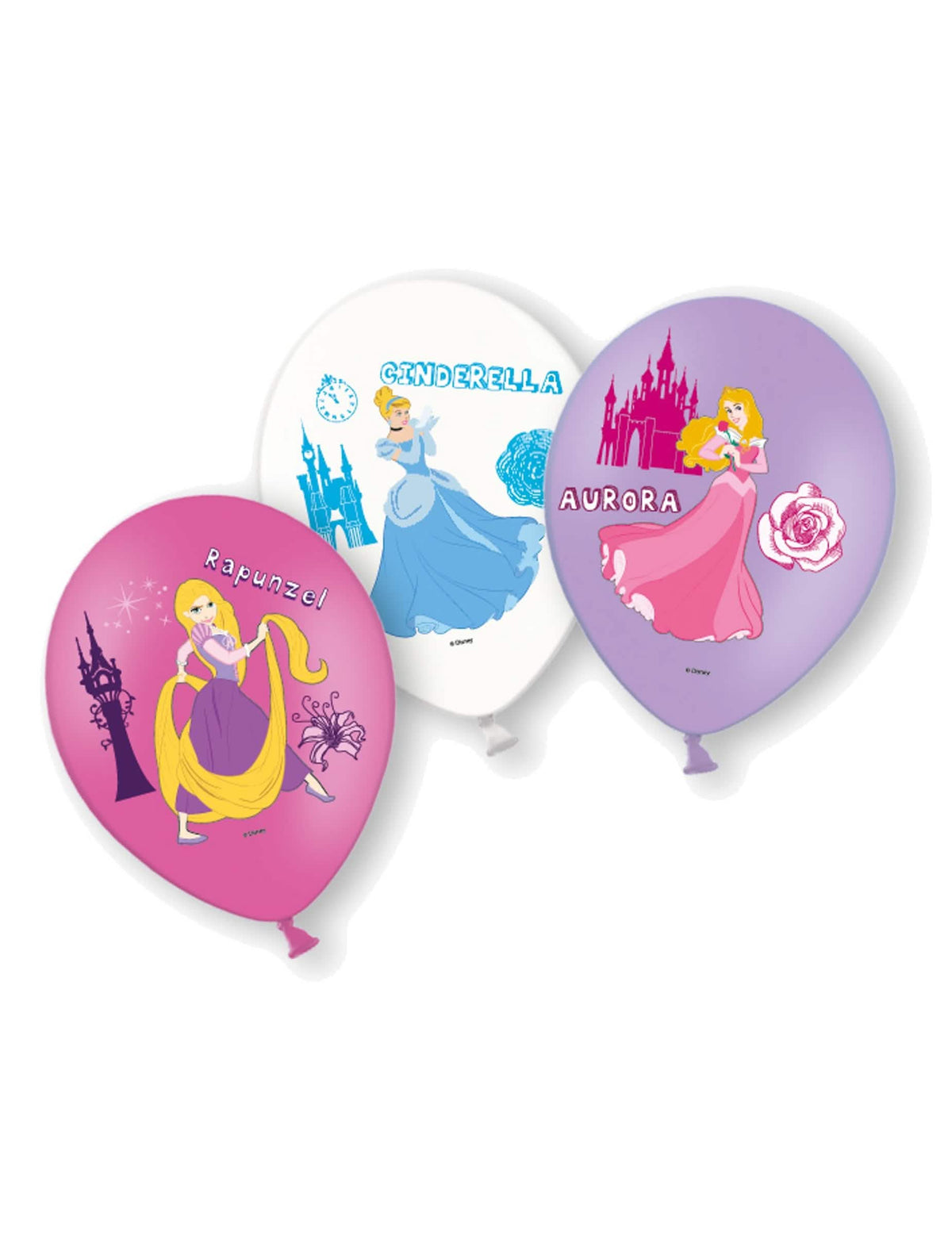 Baloane din latex Disney prințese pentru copil roz alb și mov cu Rapunzel Cenușăreasa și Aurore
