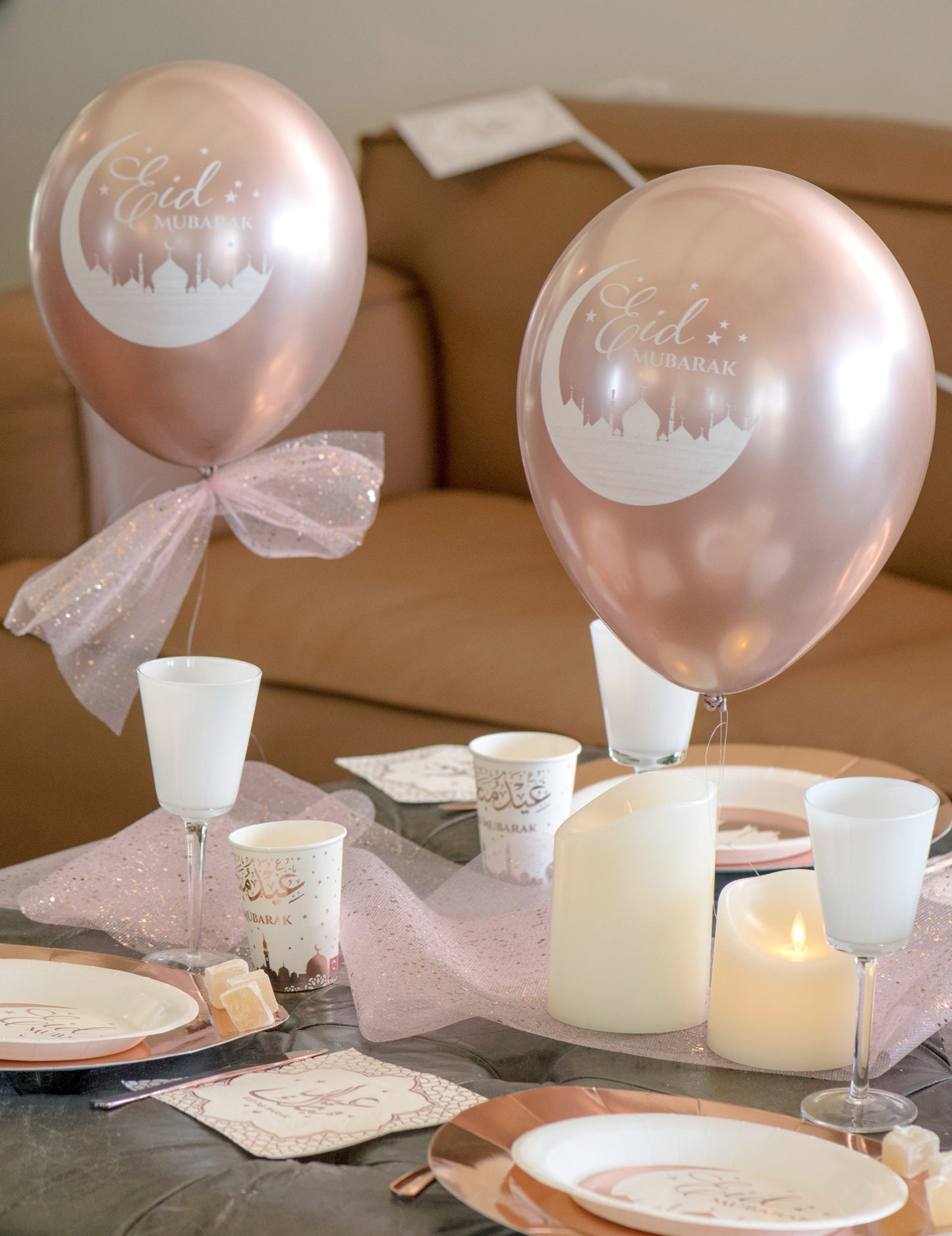 6 baloane din latex auriu-roz cu ocazia Eid Mubarak, 30 cm decorațiuni de petrecere