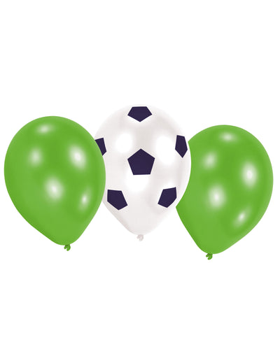 Baloane din latex Football pentru petrecere, verzi și albe, cu modele de mingi de fotbal