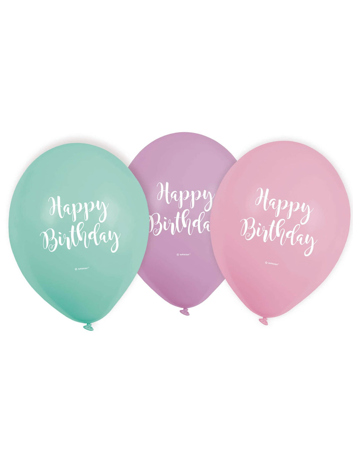 baloane din latex Happy Birthday pastel roz lavandă și mentă