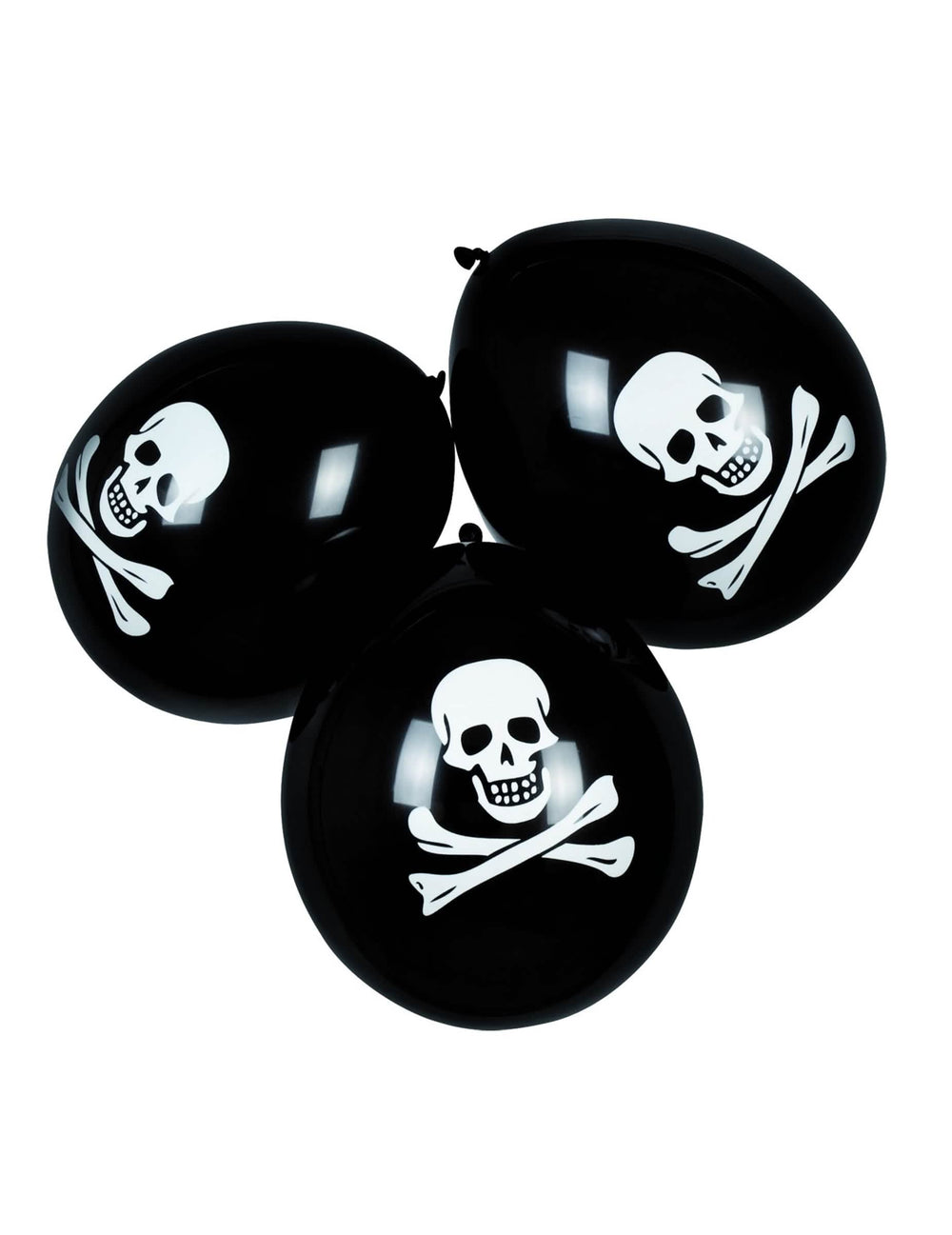 baloane din latex pirate pentru decor, negre cu cap de mort albă