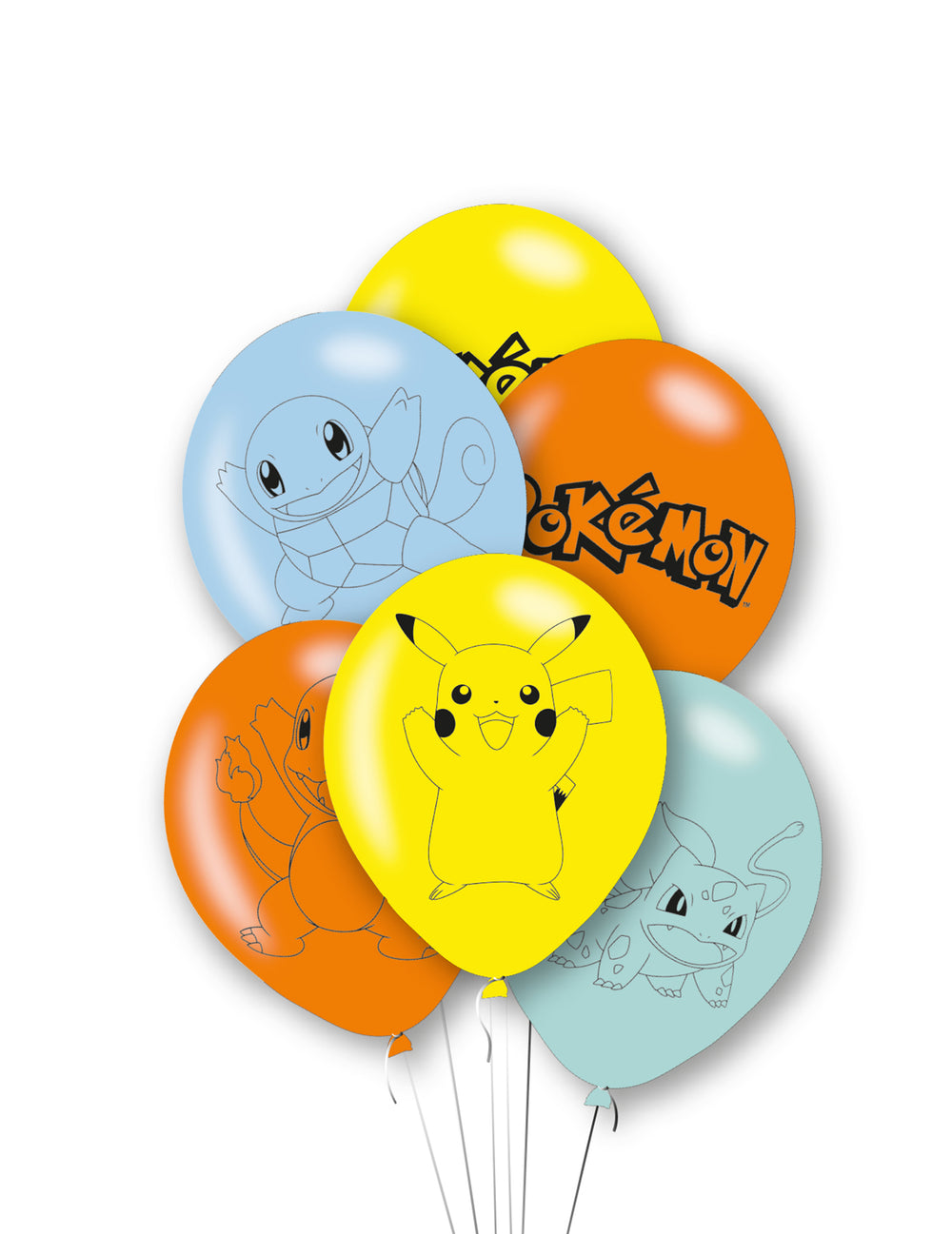 6 Ballons en latex Pokémon Pikachu pour enfant jaunes bleus et oranges