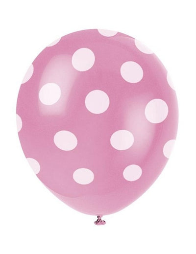 Ballons en latex à pois blanc pour fête roses