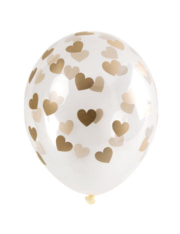 6 baloane transparente din latex cu nuclee de aur 30 cm