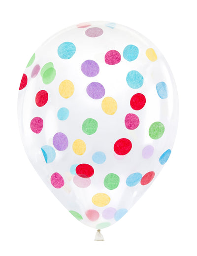 Ballons en latex confettis multicolores pour fête transparents