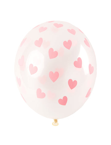 6 baloane din latex transparente cu inimioare roz deschis 30 cm pentru nuntă 