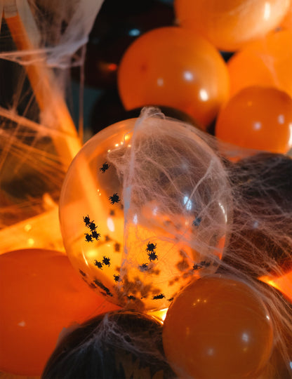 6 BALLOONS LATEX transparent Confetti păianjeni 27,5 cm
