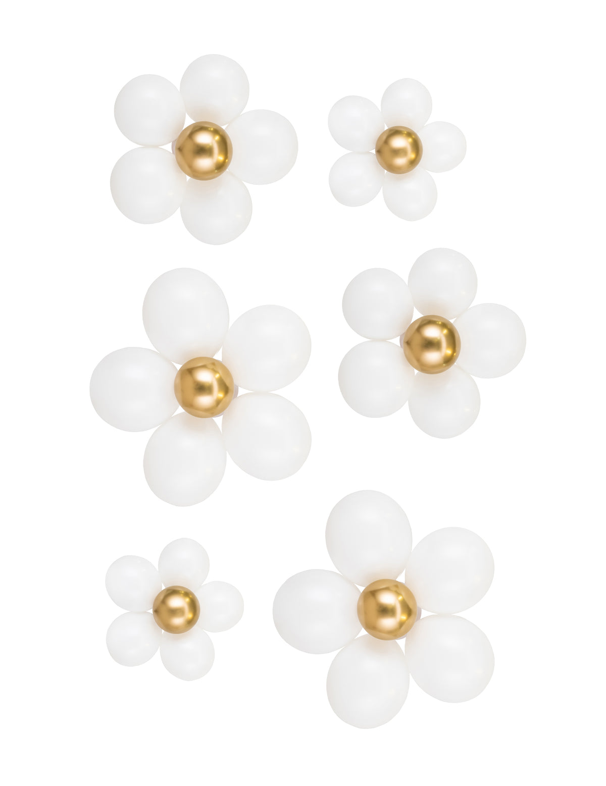 Kit de ballons fleurs pour fête blanc et doré