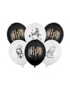 6 Baloane Harry Potter™ alb-negru 30 cm