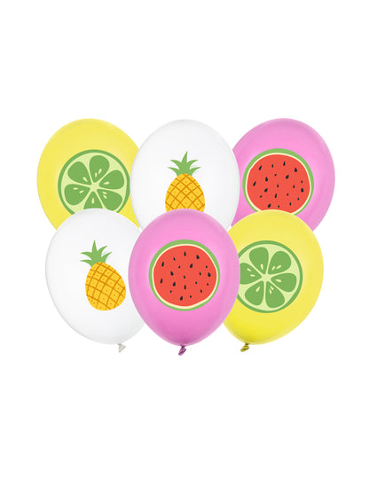 6 Ballons latex fruits d'été 30 cm