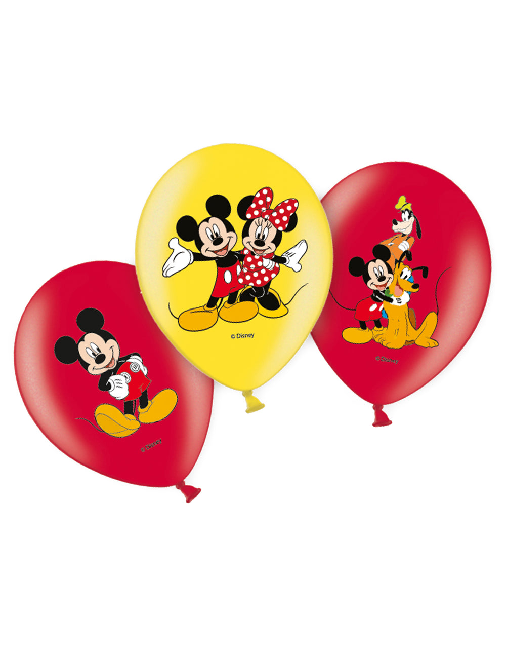 Ballons latex Mickey pour enfant rouges et jaunes