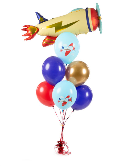 6 baloane, avion mic, 30 cm pentru ziua de naștere a unui copil