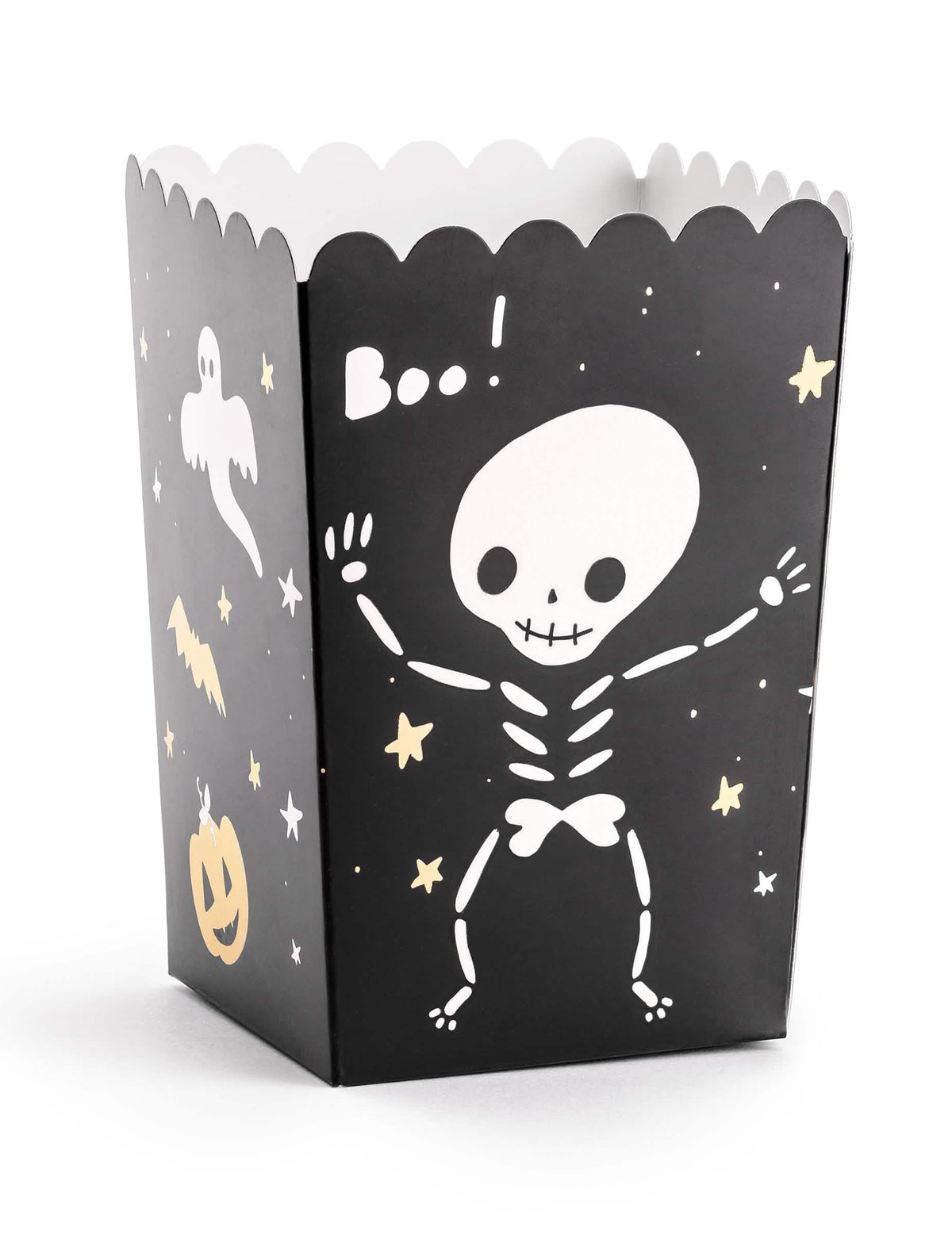 Cutie pentru popcorn halloween Boo ! pentru petrecere negru cu motive de schelet și fantomă