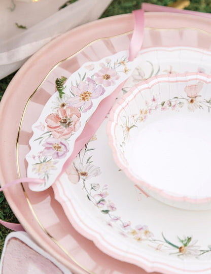 6 boluri de zâne din carton, albe și roz pastel, 13 cm pentru ziua de naștere