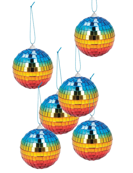 6 Boules à facettes arc en ciel 8cm