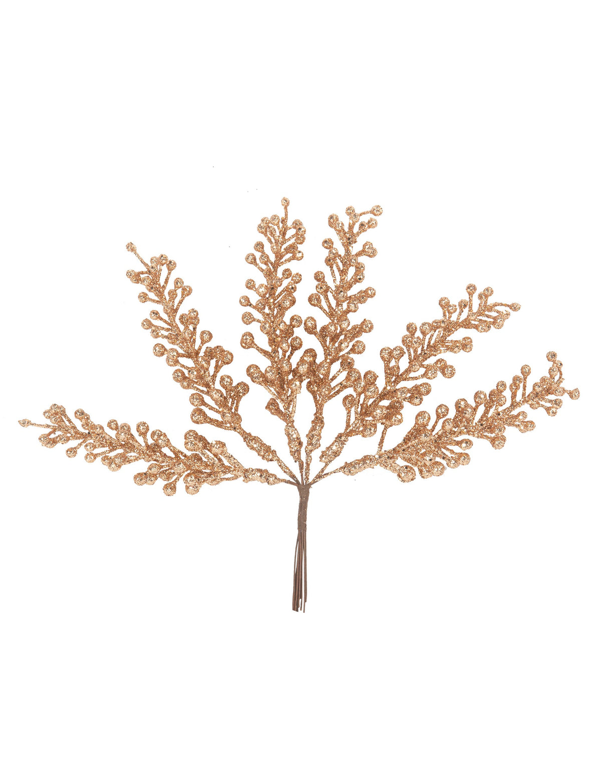 Branches de baies à paillettes pour décoration rose gold sur tige