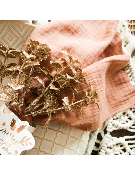 6 crengi de eucalipt cu sclipici de cupru 17 cm pentru un Crăciun magic