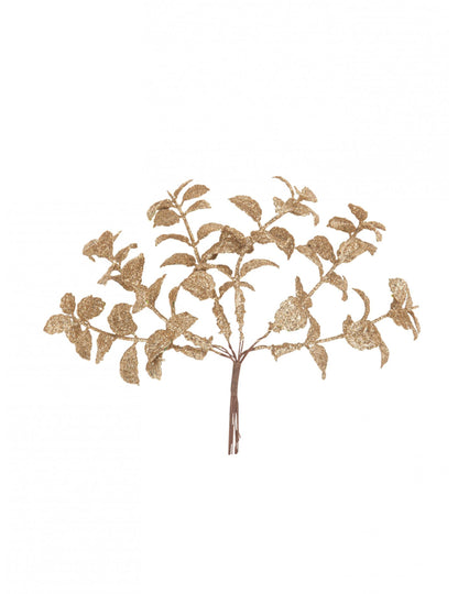 6 crengi de eucalipt cu sclipici de cupru 17 cm pentru un Crăciun magic