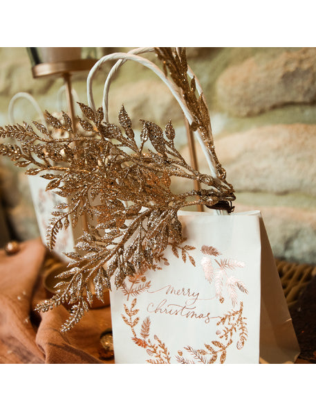 6 Ramuri pe tijă cu sclipici ciocolatiu 21 cm 