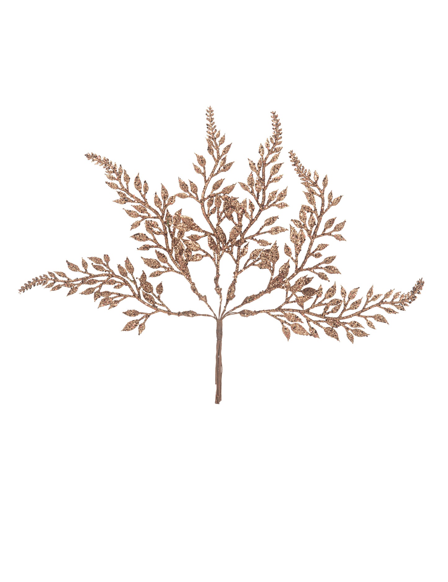 6 Ramuri pe tijă cu sclipici ciocolatiu 21 cm 