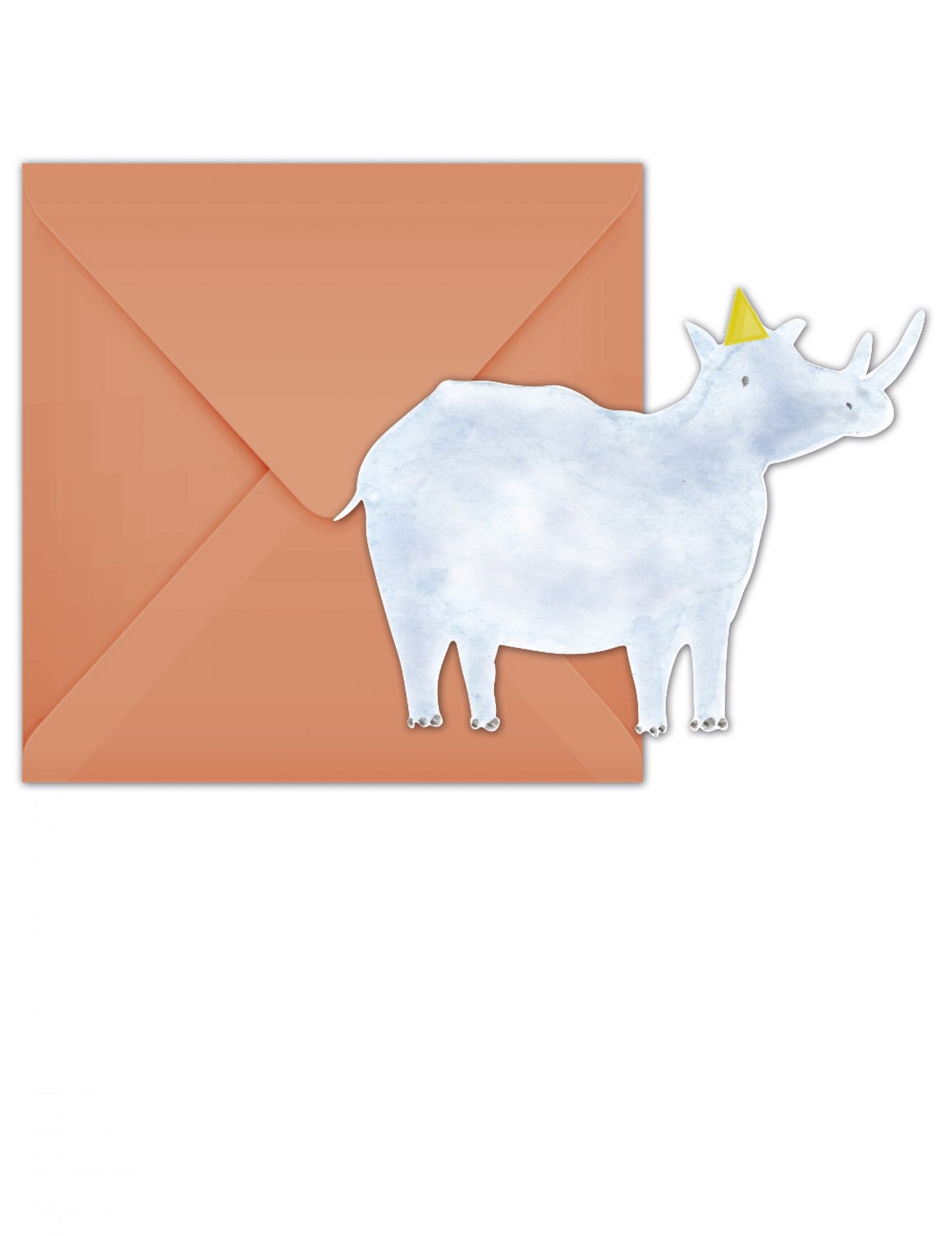 6 invitații cu plicuri de safari cu rinoceri