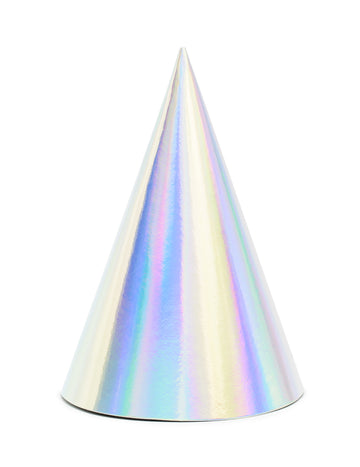 6 pălării de petrecere din carton iridescent, 10 x 16 cm cu elastic