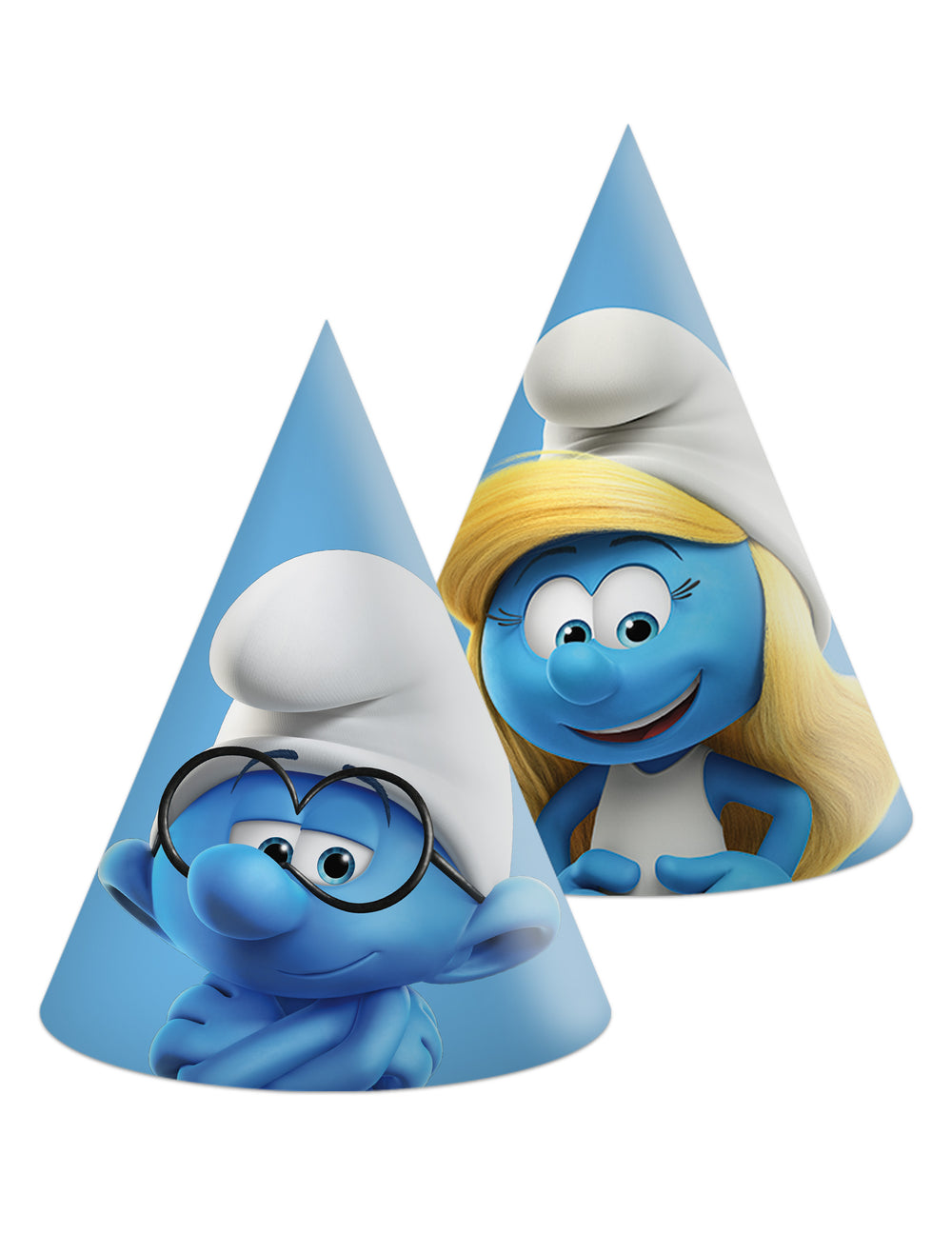 Chapeaux de fête Schtroumpf pour enfant bleus avec imprimé personnages